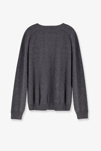 Zegna men’s cashmere sweater in dark heather gray with long sleeves and ribbed cuffs and hem