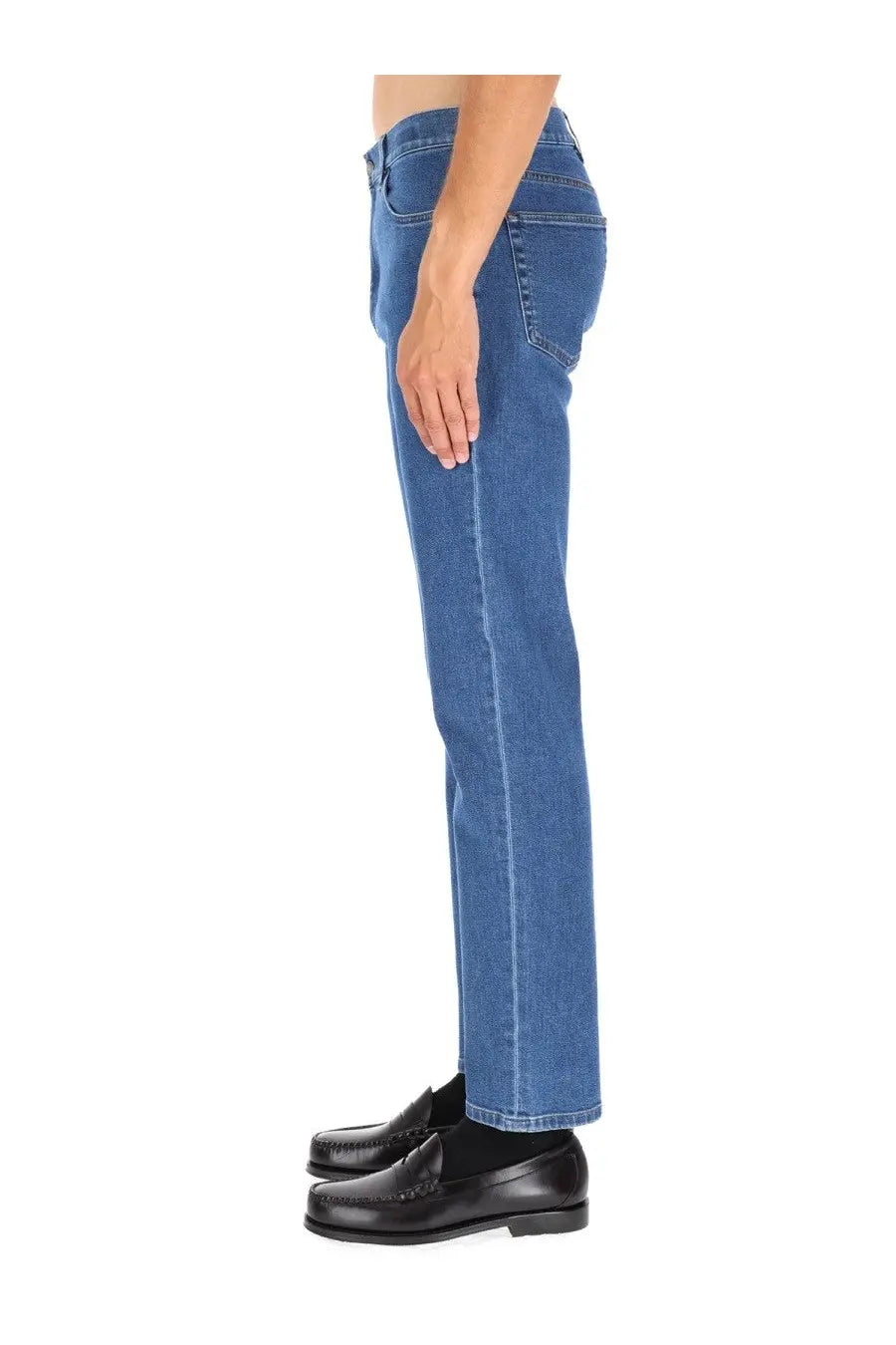 Zegna men’s jeans Roccia blue straight-leg denim jeans with classic five-pocket design in blue color
