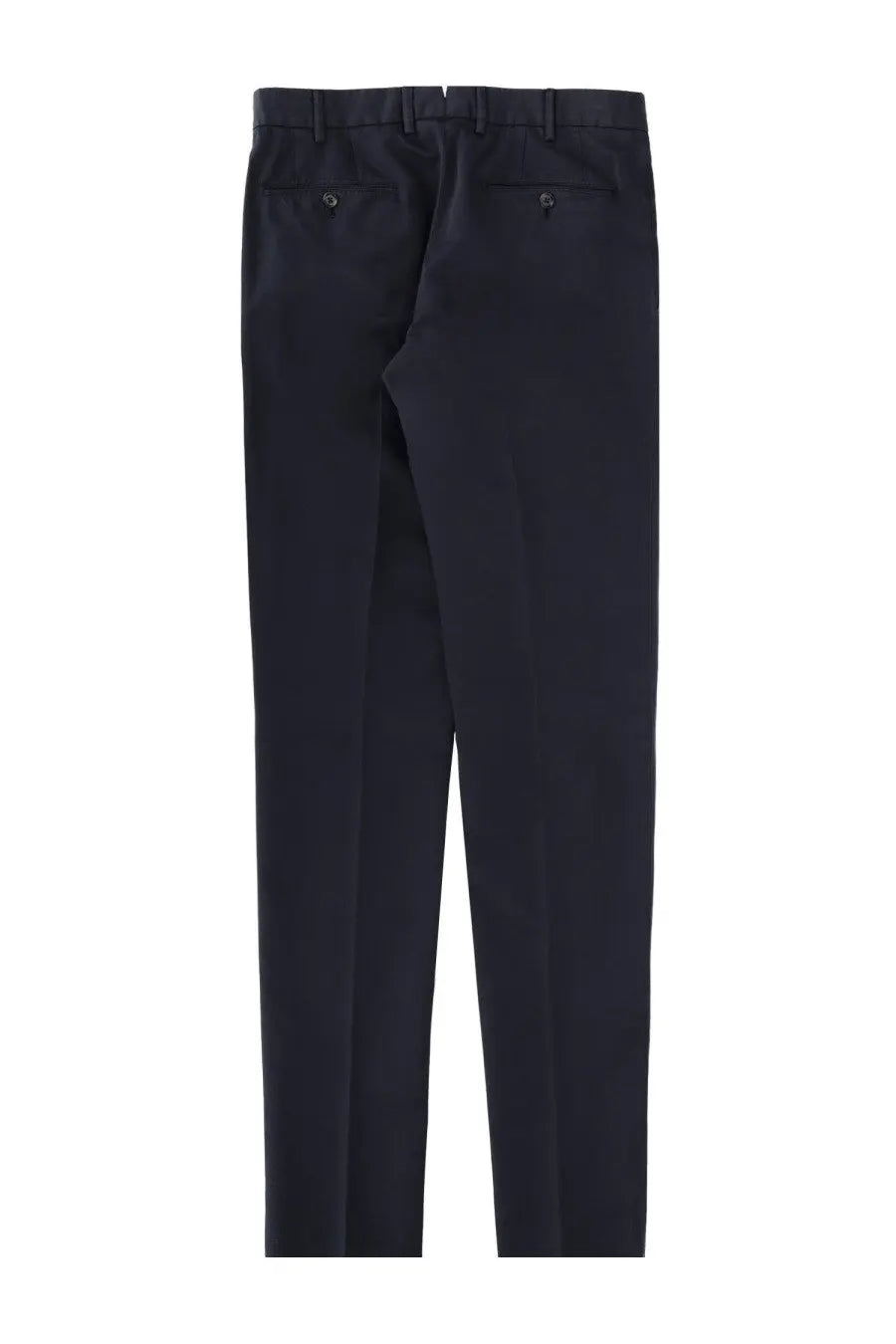 Dark navy blue tailored cotton trousers with sleek straight-leg cut and subtle stitching details by zegna