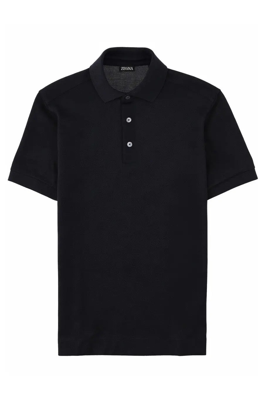 Zegna men’s black polo shirt with classic collar and short sleeves made of cotone seta fabric