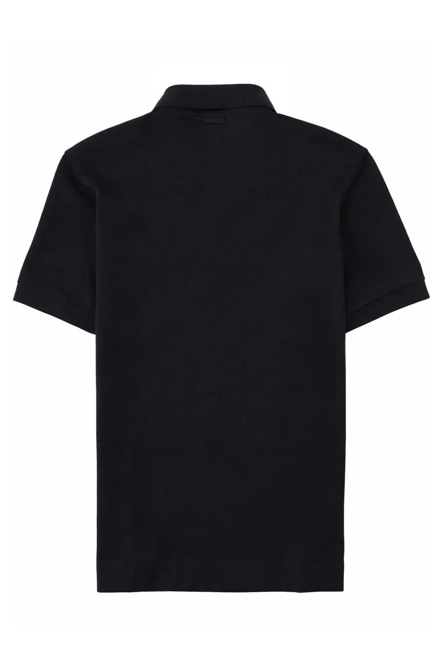 Black short-sleeved polo shirt with classic collar and ribbed cuffs from zegna men’s cotone seta blue collection