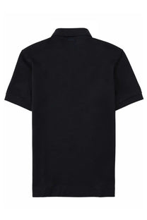 Black short-sleeved polo shirt with classic collar and ribbed cuffs from zegna men’s polo in cotone seta blue