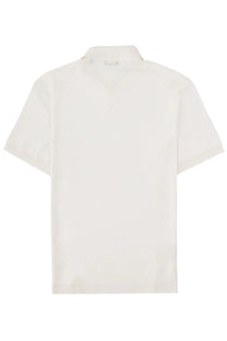Zegna men’s polo in cotone seta white short-sleeved tee with classic collar and subtle textured fabric