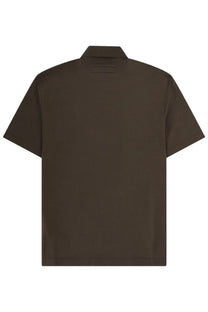 Zegna men’s polo regular fit brown short-sleeved shirt with classic collar and subtle stitching details