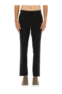 Zegna men’s premium cotton black tailored trousers with sleek straight-leg cut and subtle creases