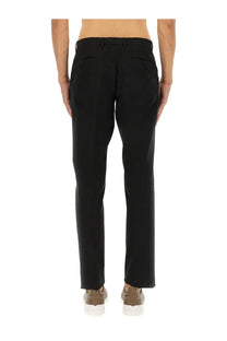Zegna men’s premium cotton black tailored trousers with a sleek straight-leg cut and subtle stitching details