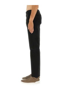 Zegna men’s premium cotton black tailored trousers with sleek straight-leg cut and subtle stitching details