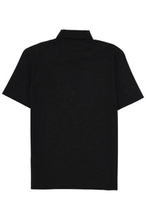 Zegna men’s regular fit black polo shirt with short sleeves classic collar and subtle texture