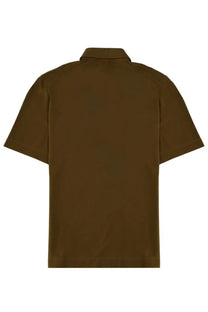 A sleek olive green short-sleeved regular fit polo shirt by Zegna with classic collar and subtle stitching details