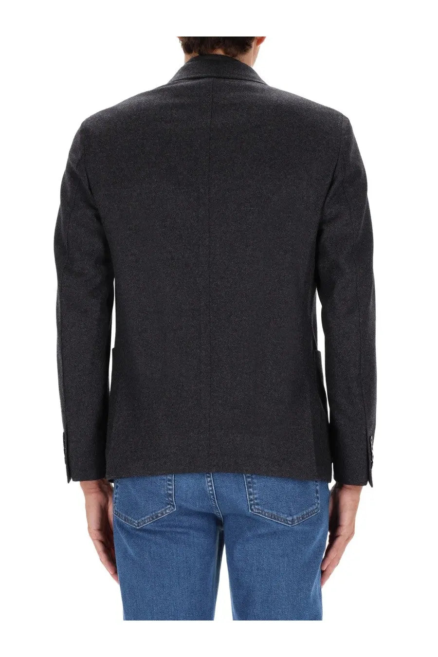 Zegna men’s shirt jacket grey in dark gray textured wool with subtle pattern and classic tailored fit