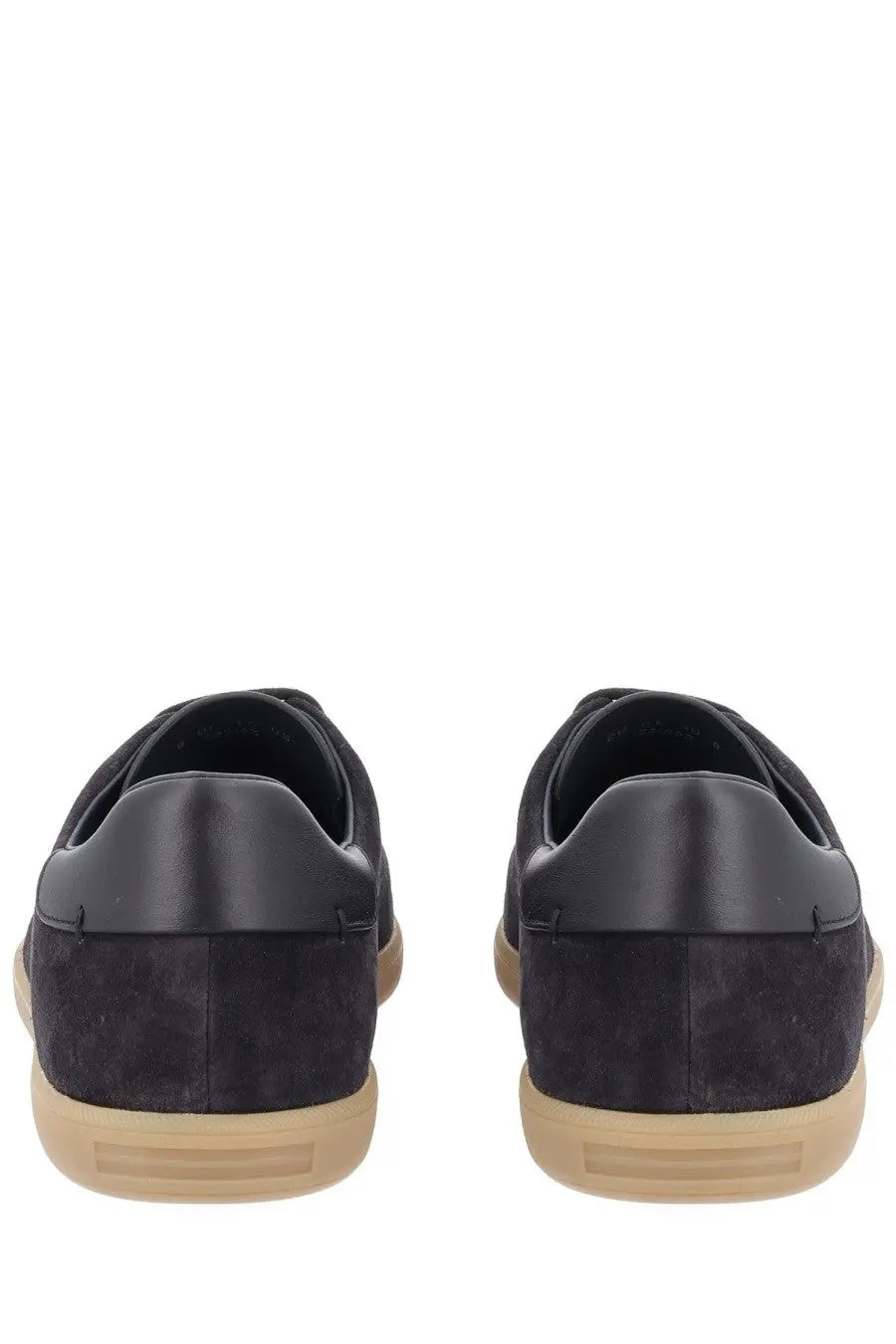 Zegna men’s sneaker brown slip-on in black suede and leather with gum-colored rubber sole