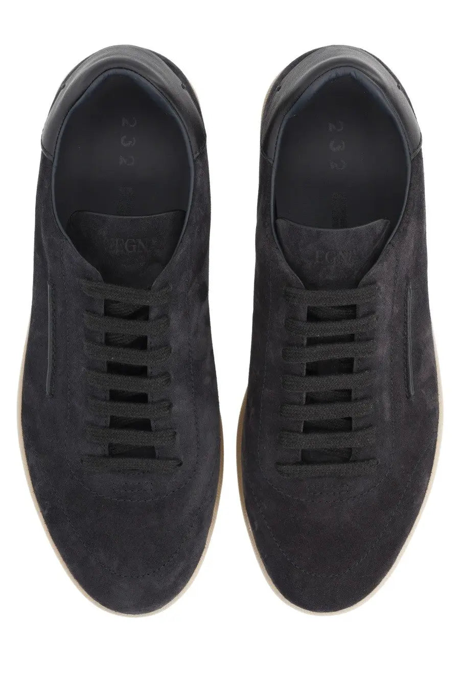 Zegna men’s sneaker brown black suede minimalist design with light-colored rubber soles for casual wear