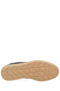 Tan rubber sole with geometric tread pattern and zara embossing near the heel on zegna men’s sneaker brown