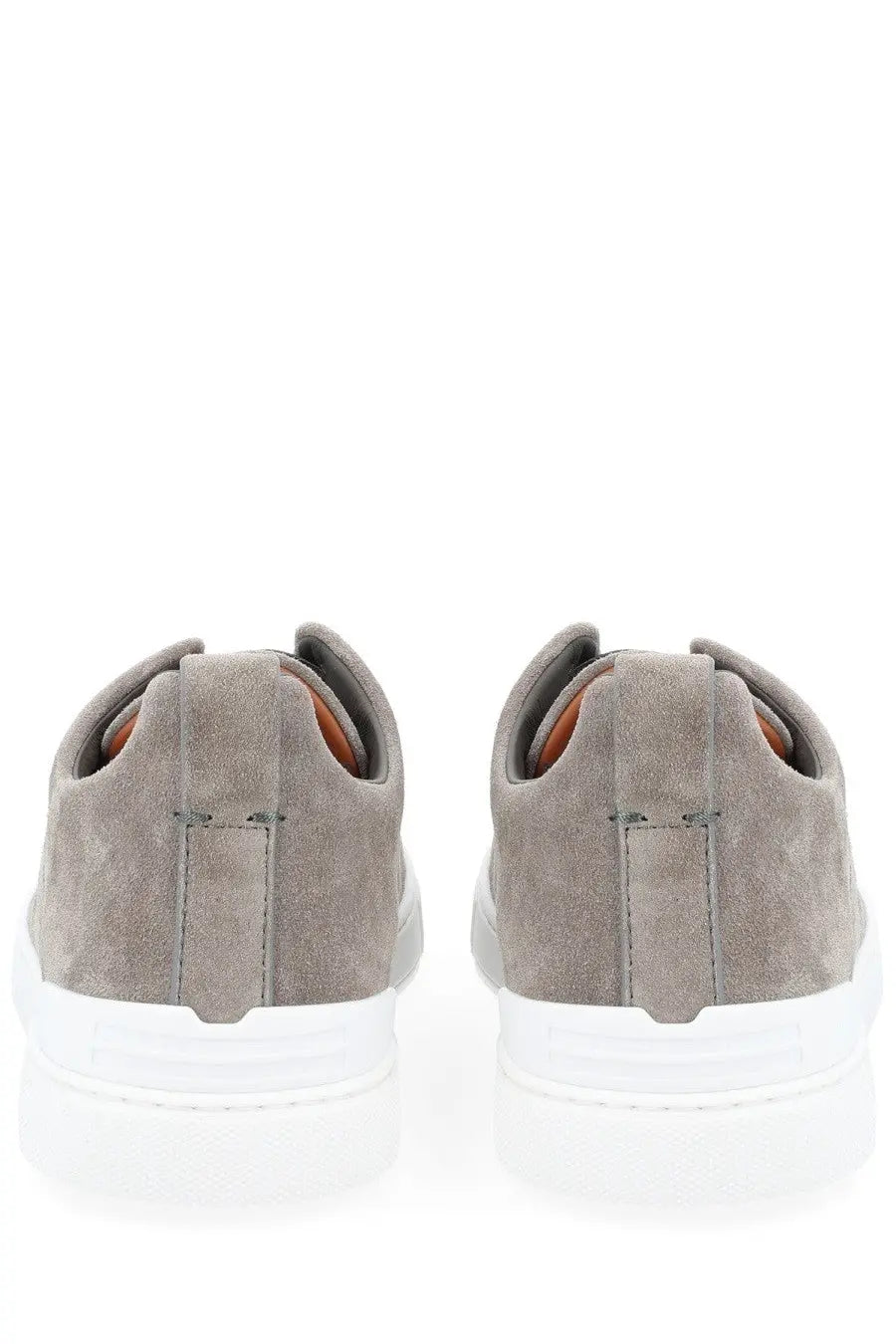 Zegna men’s sneaker grey featuring gray suede low-top design with white rubber soles for casual wear