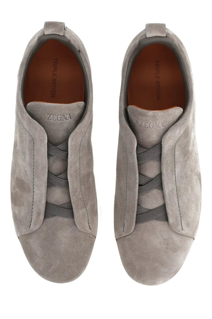 Zegna men’s sneaker grey featuring gray suede material with a sleek minimalist design and dark gray laces