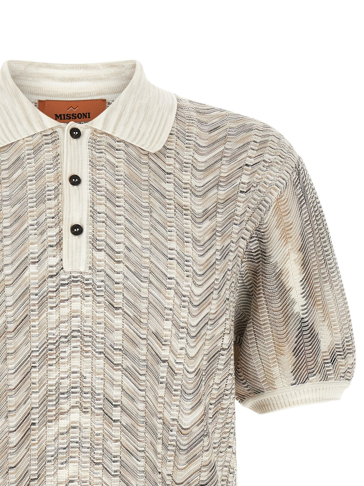 Missoni Zig Zag Knit Polo Shirt Gold