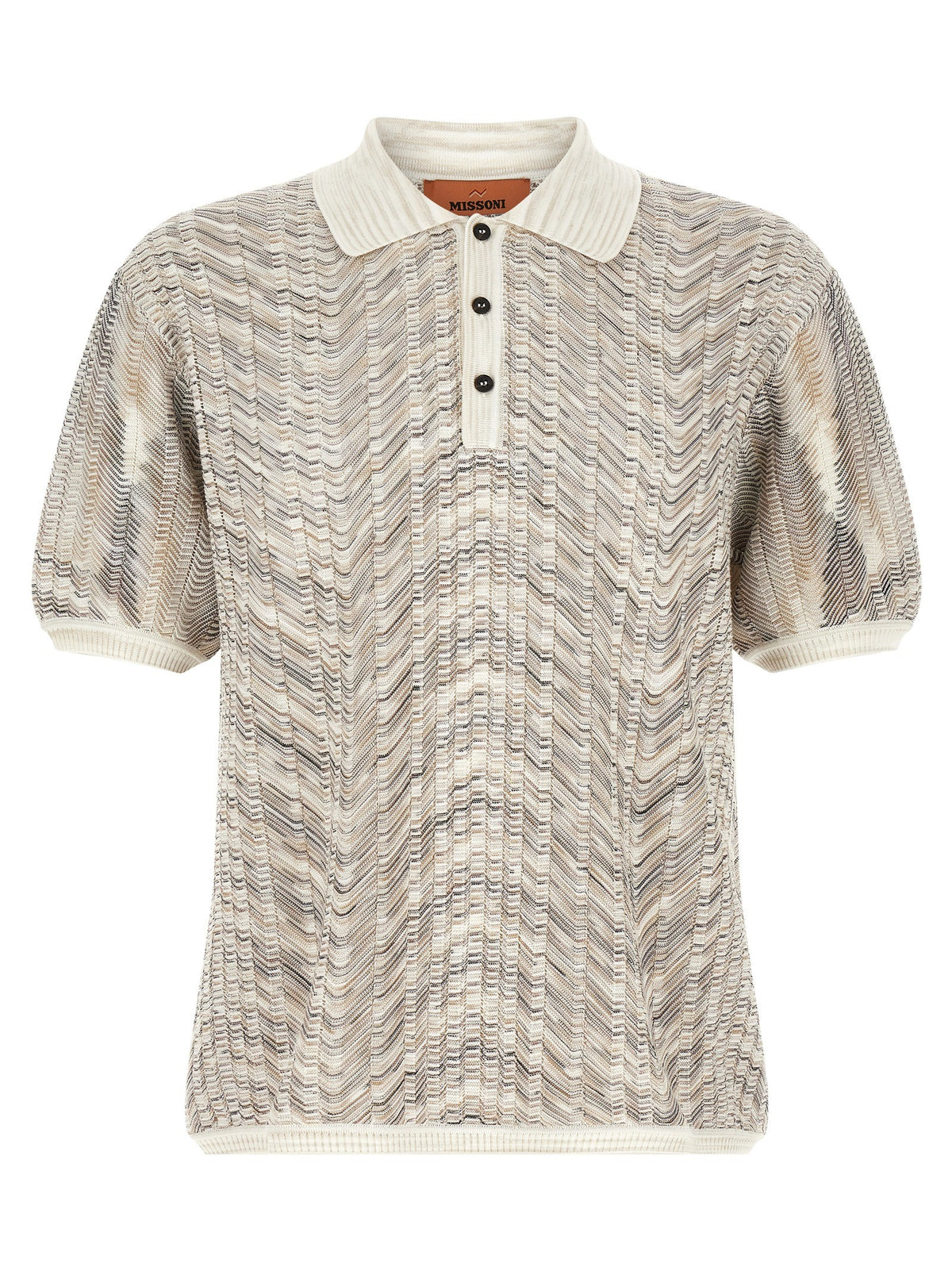 Missoni Zig Zag Knit Polo Shirt Gold