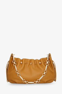 Tan leather crossbody bag with gold-tone chain strap and decorative studs by zimmermann womens halcyon clutch black