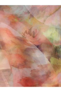 Zimmermann women’s luna fanned multicolor top gold with soft translucent fabric and watercolor pink orange green pattern