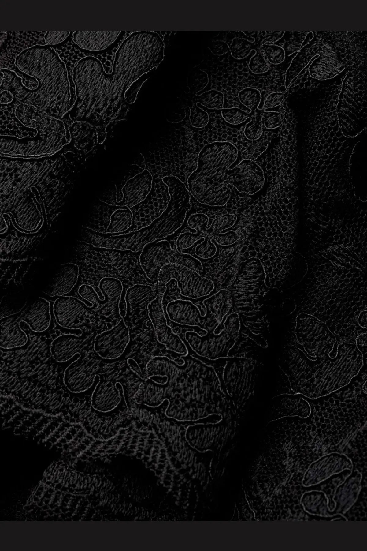 Zimmermann women’s luna lace top black featuring intricate floral embroidery on delicate black lace fabric