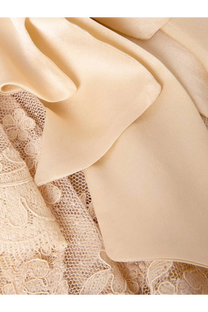 Zimmermann womens luna lace top white showing soft cream satin ruffle layered over delicate lace fabric