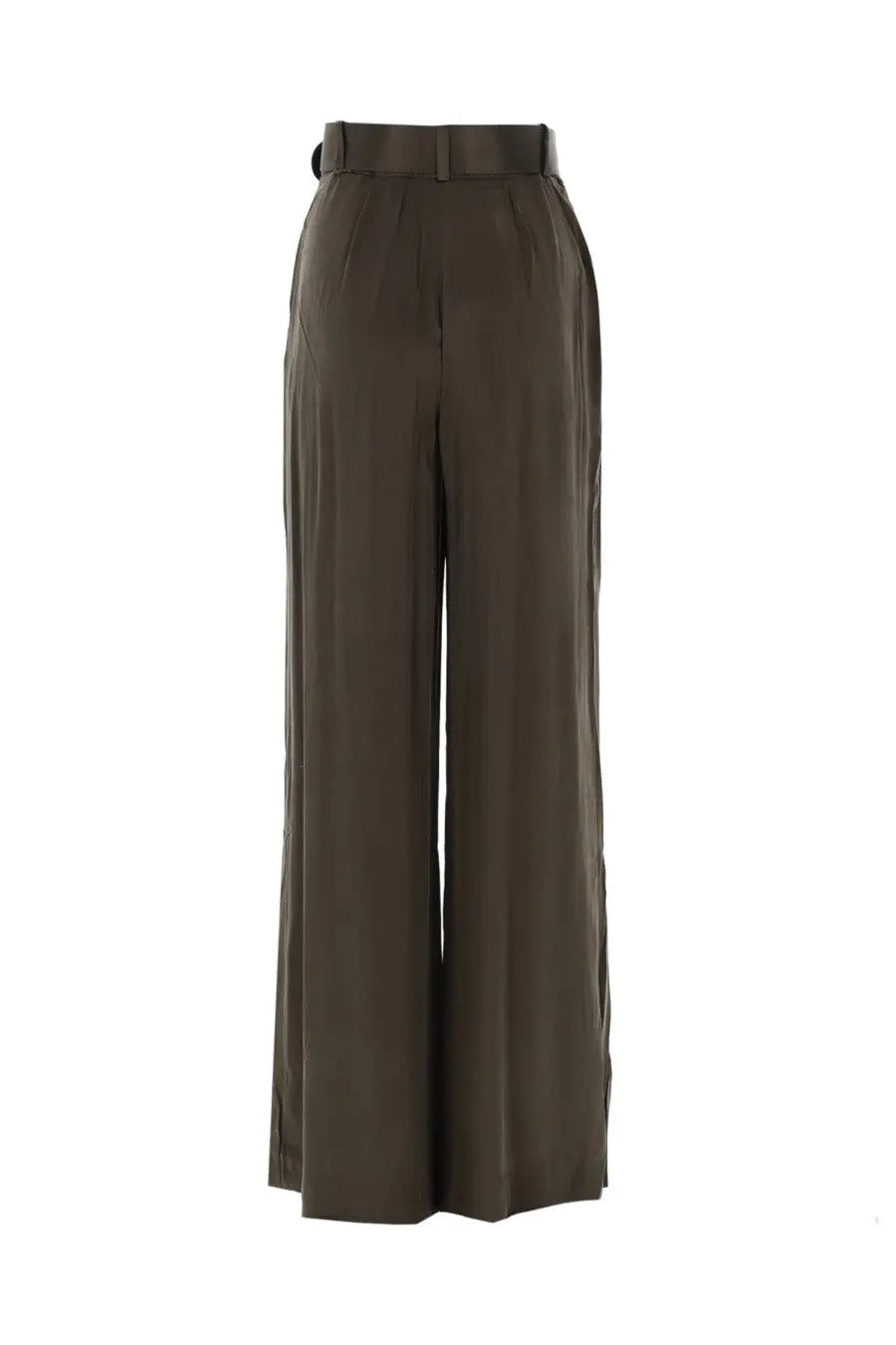 Zimmermann women’s pantalone con cintura green olive green wide-leg satin finish trousers with matching belt