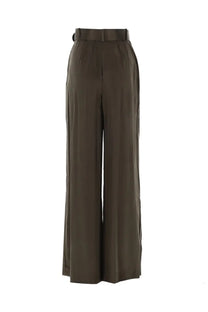 Zimmermann women’s pantalone con cintura green olive green wide-leg satin finish trousers with matching belt