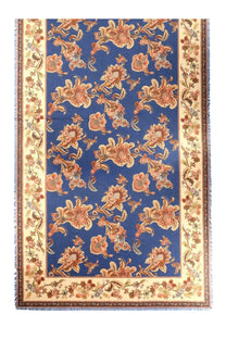 Zimmermann women’s pareo in multicolor cotton featuring a deep blue Persian-style rug print with floral rust and cream tones