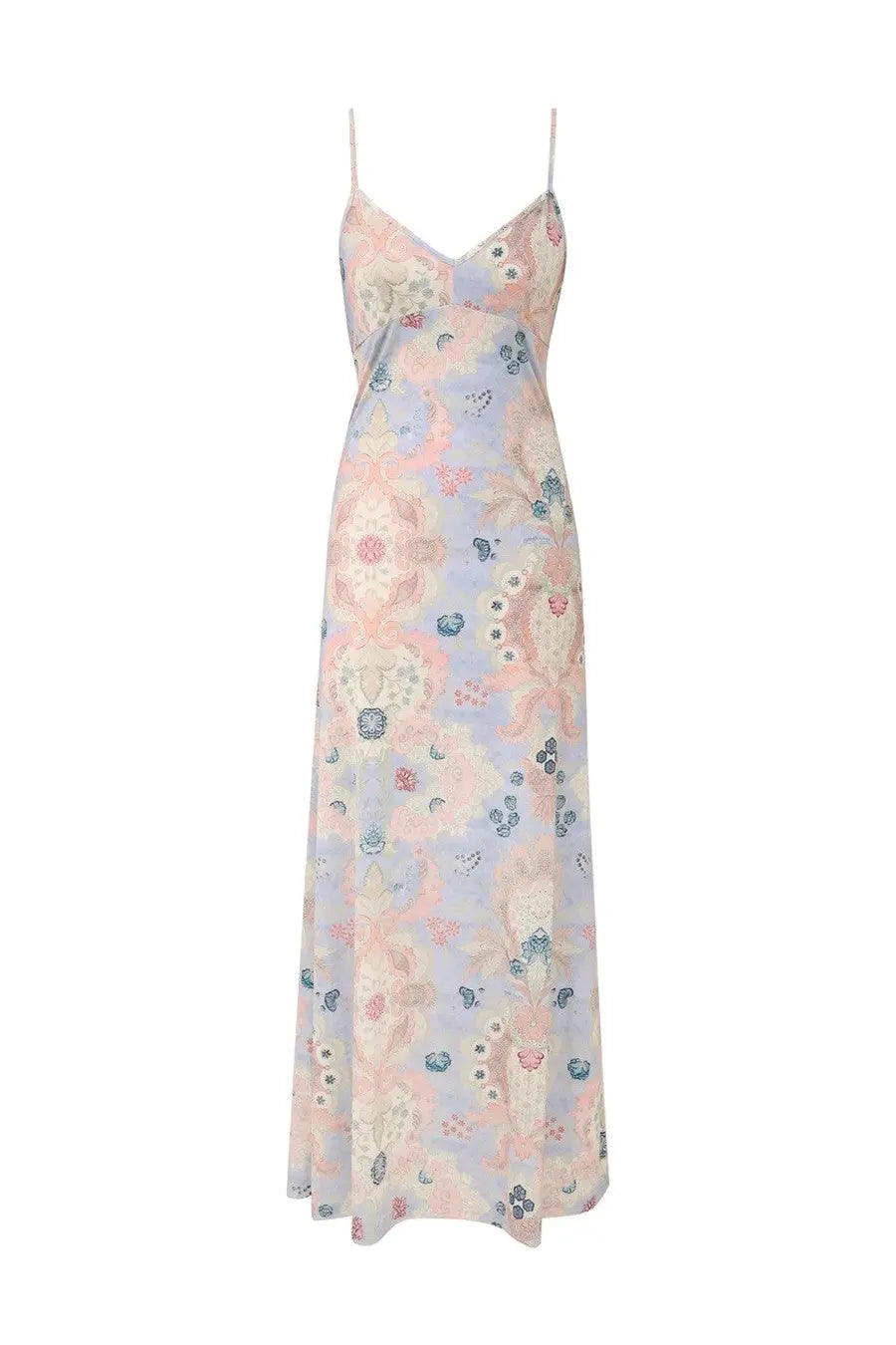 Zimmermann women’s rebellion long dress multicolor pastel floral maxi dress with delicate straps and silky texture