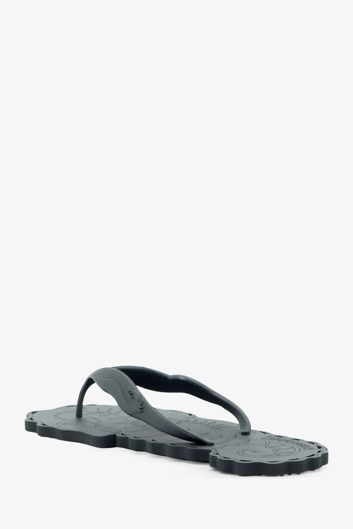 Zimmermann women’s seafoam thong rubber sandal in black with textured scalloped sole and embossed skull design