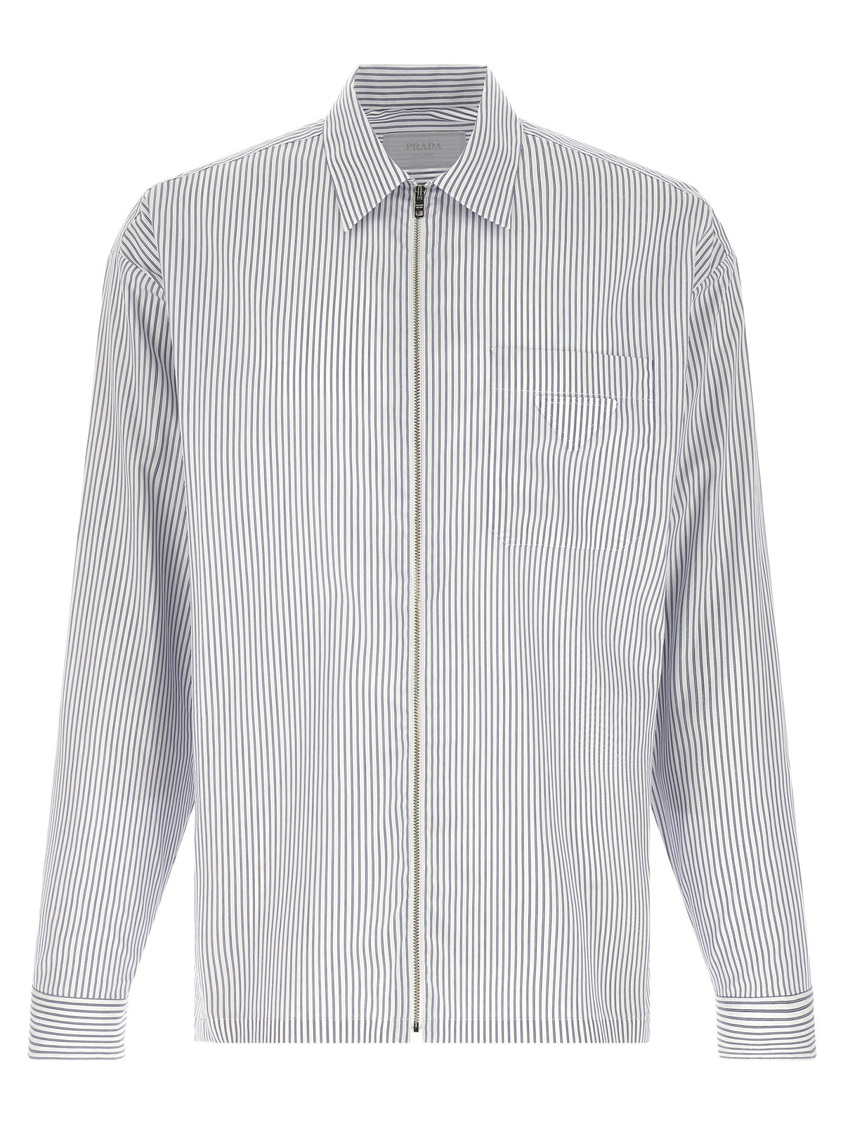 PRADA Zip Striped Shirt Blue