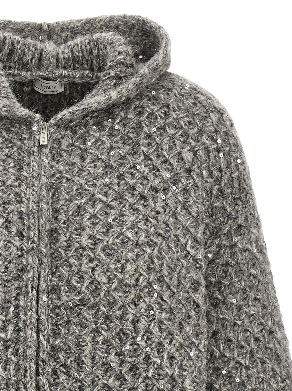 Peserico Zipped Hooded Cardigan Grey, view 3